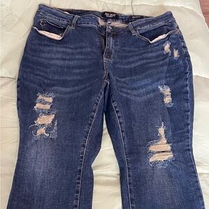 Judy Blue Dark Blue Distressed Straight Leg Jeans